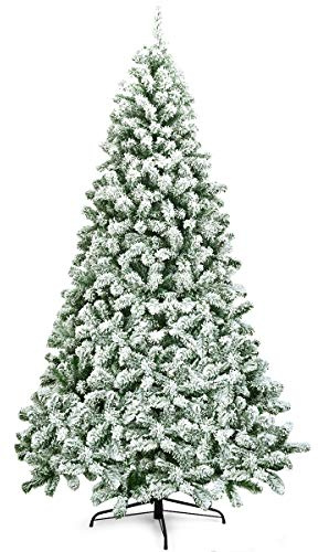 COSTWAY Árbol de Navidad Artificial 225 cm, Arbol de Navidad Nevado con Nieve, Agujas de PVC de 1364 Ramas, Arvore de Natal con Soporte de Metal para Hogar Oficina Fiesta