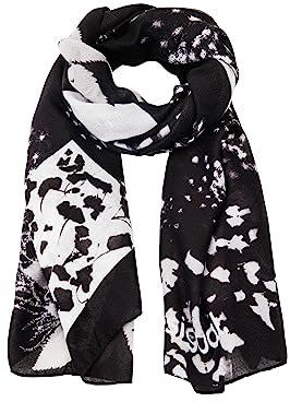 Desigual Women's Fou_FLORAL BW Rectangle, Black, One Size