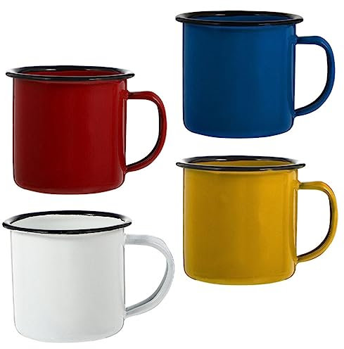 UPKOCH 4pcs Vintage Enamel Mugs Retro Drinking Cups Travel Mugs for Hot Drinks for Coffee Tea Hot Beverages Enamelware for Home Office Picnics and Outdoor Use