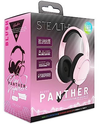 STEALTH PANTHER Blush - Over Ear Gaming Headset PS4/PS5, XBOX, Switch, PC with Flexible Mic, 3.5mm Jack, 1.5m Cable, Lightweight, Comfortable and Durable