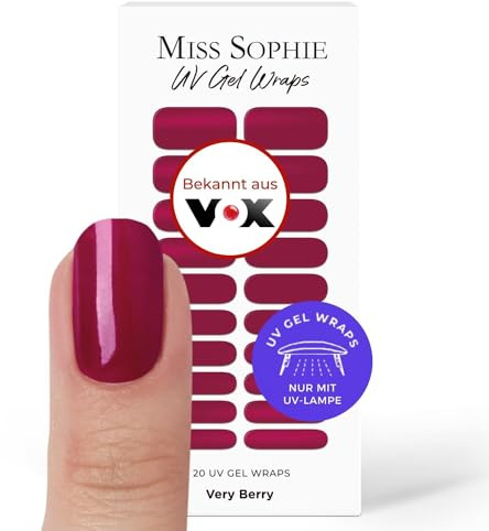 Original Miss Sophie UV Gel Nagelfolien Very Berry UV I 20 UV Gel Nagellack-Streifen einfarbig I Für Finger- & Fußnägel