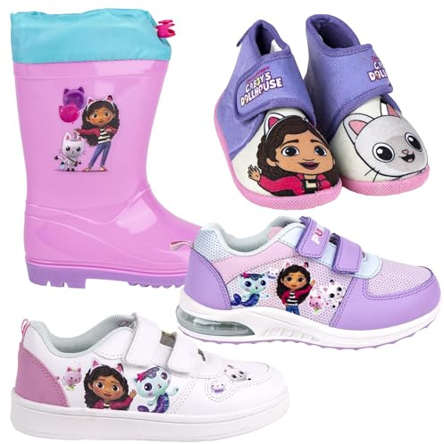 Gabby's Dollhouse - Fille - Chaussures Sneakers également avec lumières LED Bottes de pluie pantoufles - Produit original, Galoches 6108 Rose, 24 EU