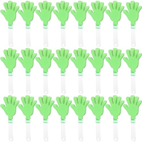 ZCYSRLQIN 24 Pcs Hand Clappers 7.5 Inch Plastic Clappers Noisemakers Party Favors Clapping Noise Maker Birthdays Game Prizes Classroom Rewards Football Sporting Events Cheers Supplies (Green,White)