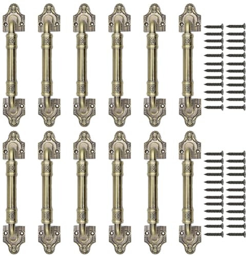 HSEANHM Schiebetürgriff für Scheunentür, Holzgriff, Gartentor, Schuppen, Schranktür, großer Holztürgriff, antiker Türknauf, Vintage-Türgriff (12, Bronzeton, 20 cm)