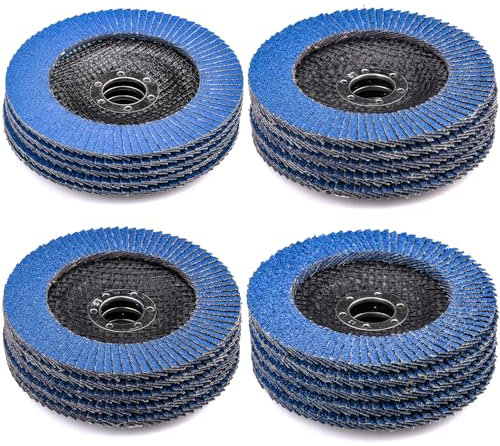 HATANSE 20 Stück Fächerscheiben Ø 125mm x 22 mm Schleifscheiben Schleifmopteller 40 60 80 120 Körnung Set Lamellenscheiben für Winkelschleifer Poliermaschine