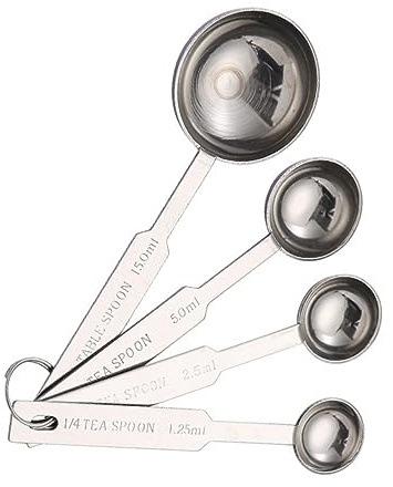 PRETYZOOM Stainless Steel Measuring Spoons Set 4pcs with Engraved Scale for Baking Cooking Nursing Ingredient and Spice Measurement Tools
