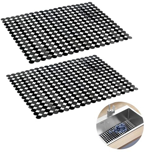 Dekorative Spülbeckenmatte, 2er-Set 30 x 40 cm Abtropfmatte aus PVC Zuschneidbare Spülbecken Schutzmatte, PVC Spülbeckenmatte zum Zuschneiden Sink Mat für Gegen Kratzer im Spülbecken