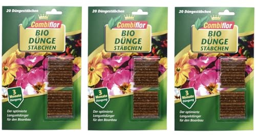 3 Packungen BIO Düngestäbchen - Selbstauflösende Stäbchen mit Spezialdünger für vielfältige Pflanzen, unterstützt Wurzel-, Blatt- und Triebwachstum, fördert Gesundheit und Farbe.