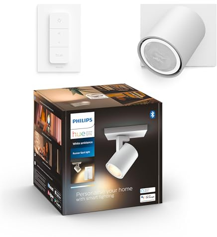 Philips Hue White Ambiance Runner 1er Spot + Dimmschalter weiß, inkl. 1x5W GU10 LED Lampe, dimmbar, alle Weißschattierungen, steuerbar via App, kompatibel mit Amazon Alexa (Echo, Echo Dot)