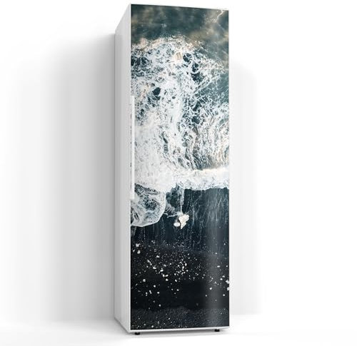 DEQORI Magnetfolie für Kühlschrank 60x190 cm | Motiv Gischt & Lavagestein | dekorative Magnetmatte Gefrierschrank Schutz | Magnet Deko-Folie selbstklebend, magnetisch & wasserabweisend