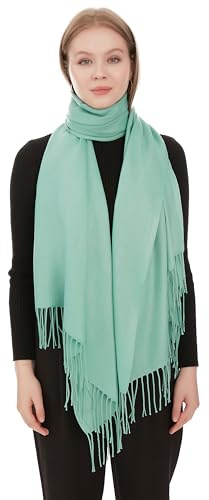 Pashmina Sjal Scarf För Dam – Lätt Och Tunn Halsduk Mode Sjalar för Kvinnor - Pashmina Vårsjal - Elegant Sommarsjal För Damer - Pashminasjal Bröllopssjal Balwrap Cocktailsjal (Aqua)
