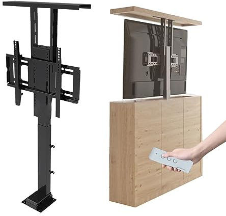 Support TV réglable en hauteur avec télécommande pour téléviseurs de 32 à 65 | Ascenseur TV motorisé avec capacité de charge de 80 kg | Support TV à levage automatique pour la maison et le bureau