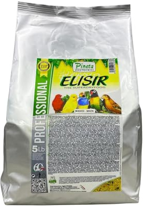 GLOBAL LUXURY MANAGEMENT PINETA Elisir Superdryfood White 5 lb - Egg Paste, High Protein & Fat Bird Food for Breeding and Daily Feed for Canaries Finches Parrots and Other Small Birds No Color Added