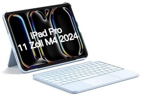 Inateck Hülle mit Tastatur für iPad Pro 11 2024, ACE Touch Ultraleichte Tastatur Abnehmbar, mit Touchpad,Hoch-/Querformat Ständer, QWERTZ, KB04122