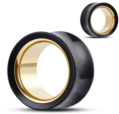 COOEAR Écarteurs de piercing style selle évasés, plugs et tunnels en bois et métal, boucles d'oreilles assorties, élargisseurs., 10 mm, Bois, Grès