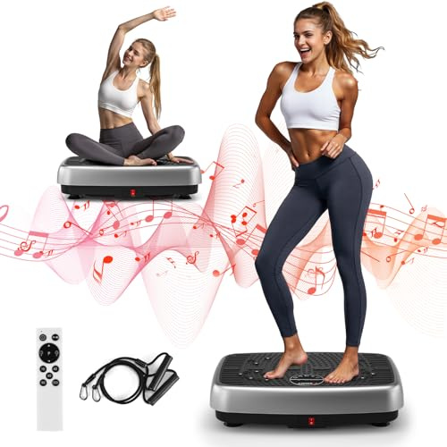 Plateforme Vibrante Perte de Poids, MOSUNY Plateforme Vibrante de Massage Lymphatique, Modèle 2025 Amélioré à Double Moteur Plaque Vibrante, Capacité de 204 kg, 1 à 120 Niveaux