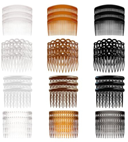 36 Stück Französische Seitenkämme, Feine Haarkämme Dias Dekorative Kamm mit Zähnen, Kunststoff Seite Haar Twist Haarspangen Zubehör für Frauen Braut Hochzeit Mädchen Dickes und feines Haar (4 Styles)