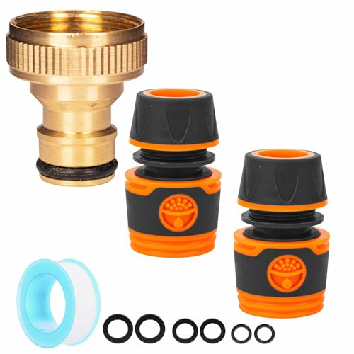 26.5mm Tap Connector for Hose Pipe, G 3/4 inch Brass Garden Hose Tap Connector Female Threaded Tap Hose Connector Adapter, Hosepipe Connectors and Fittings for Outside Tap