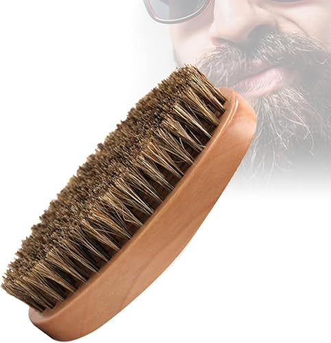 1Pc Ergonomic Grooming Beard Boar Comb Non-Slip Comfortable Mustache Massage Brush Smooth Edge Wood Beard Brush for Firm Bristles Soften Facial Hair