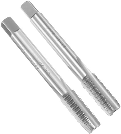 sourcing map 2pcs Metric Hand Tap Set, M10 x 1 Taper/Plug Thread Screw Taps, High Speed Steel Hand Threading Tapping Tool Kit