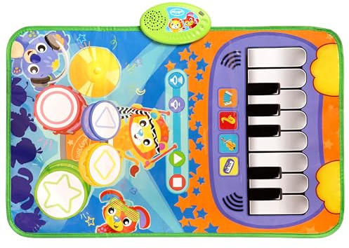 Playgro Rhythm and Jam Melody Mat, Tappeto Musicale Rhythm and Jam – Tappeto Interattivo con Suoni di Pianoforte, Batteria, Violino, Tromba e Fisarmonica