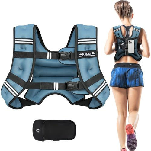 BAGAIL Gewichtsweste für Krafttraining, Brustgröße Verstellbar, Praktische Tasche, mit Eisensand Gefüllte Gewichtsweste, Ideal für Fitnessstudio-Workouts, Yoga-Training und Aerobic-Übungen
