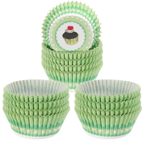 QUARKZMAN 300pcs Moldes para Magdalenas, Mini Forro Antiadherente para Cupcakes Papel Para Hornear Envoltorios Decoración para Hogar Boda Aniversario Fiesta Pastelería, Pastel Verde