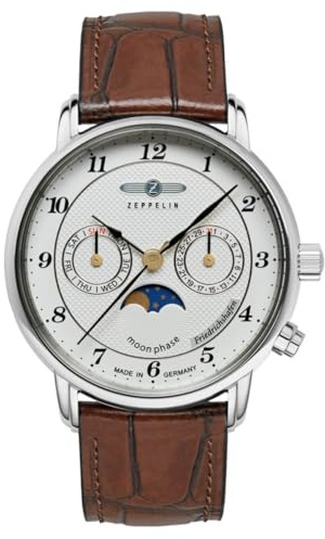 Zeppelin 8536-1 Herrenuhr Serie Friedrichshafen mit Mondphase und Lederarmband