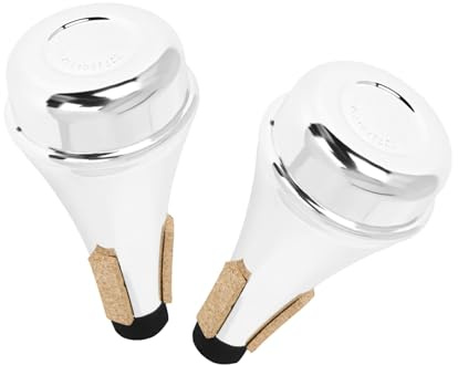 CORHAD 2pcs Lightweight Plastic Trumpet Mute Noise Reduction for Beginners and Students Silent Practice Accessory with Stylish Silver Finish for Home and Night Use