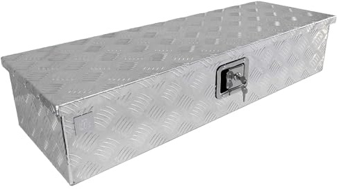 The Drive Staubox Deichselbox für Anhänger, Nutzfahrzeuge 950x320x190mm | Alu-Riffelblech | Silber