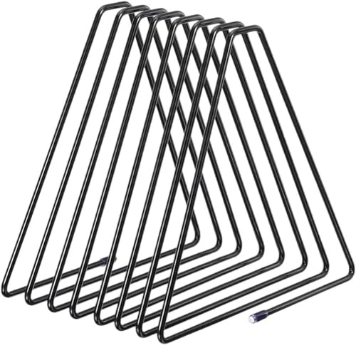 Soporte triangular para archivos de escritorio, 7 ranuras de metal para documentos de oficina, revistas, periódicos y discos de vinilo, elegante solución de almacenamiento que ahorra espacio.