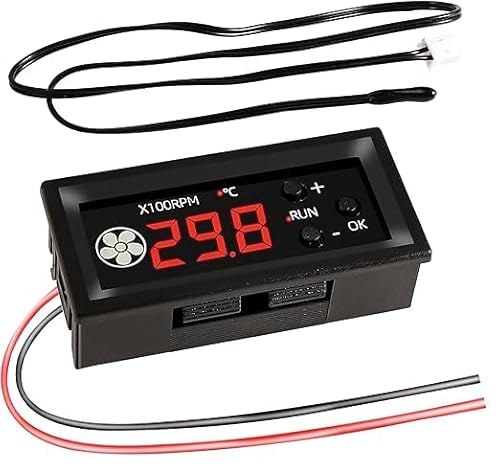DC 12 V 4-tråds fläkt varvtalsregulator, DC 12 V PWM fläktstyrning 4 stift med digital display temperatur och hastighet, fläkthastighetsregulator med temperatursond, stöder 3 A fläkt PWM 25 KHz
