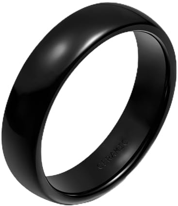 Ayoiow Ausgefallene Verlobungsringe für Damen Herren, Schmucklos Verlobungsringe Keramik Paar für Ihn Keramik Kein Edelstein Schwarz-6 mm Größe 51 (16.2)