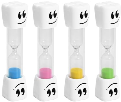 Set di 4 spazzolini a clessidra, 2 minuti, rosa giallo e 3 minuti verde blu, orologio per la gestione del tempo, timer colorato per la scuola e i giochi, timer visivo clessidra