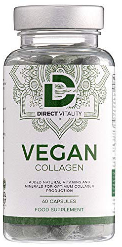 Vegan Collagen Supplement - 1400mg, Spirulina, L-Lysine, L-Proline, Acerola Cherries , Vitamin C & B12, Zinc, Hyaluronic Acid, UK Made