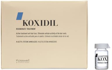 KOSSWELL PROFESSIONAL - Tratamiento Anticaída Cabello Koxidil, 12 Ampollas x 6 ml, con N-Acetilcisteína Aminoácidos, Estimula Crecimiento Capilar, Fortalece el Cabello, Reduce Caída Estacional