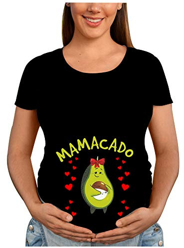 Colorfamily Kvinnor Mamacado Avokado Gravid Mamma Graviditet Framtida Mamma T-tröja Perfekt För Moderskap, svart kvinna, XL