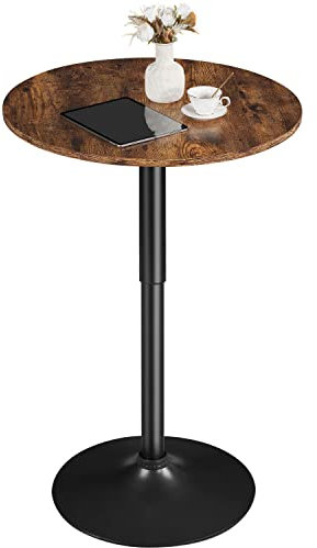 Yaheetech Runder Bartisch | Höhenverstellbar 69,5 91 cm | Stehtisch Bistrotisch 360° Drehbar | Tisch Partytisch Ø 60cm | Multifunktional Empfangstisch für Zuhause/Club/Pub | Rostbraun
