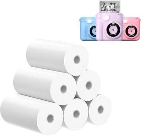 FUNKAM Lot de 6 Rouleaux de Papier D'Impression Thermique pour Appareil Photo Enfant, Papier Thermique Instantané pour Appareil Photo Enfant, Accessoires Photo Instantanés.