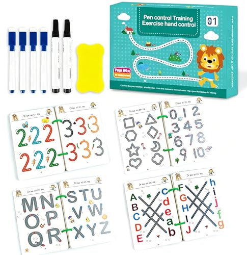 Tangdudu 64 pages Cahier Effaçable, Apprendre Chiffres Dessin Mathématiques Lettres, Réutilisable, Cahier pour Apprendre à Écrire, Cahier Écriture Maternelle, Montessori Cahier Activité 2 3 4 5 6 Ans