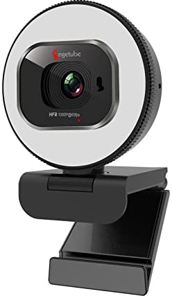 Angetube Webcam 1080P 60FPS with Ring Light, HD USB Streaming Web camera