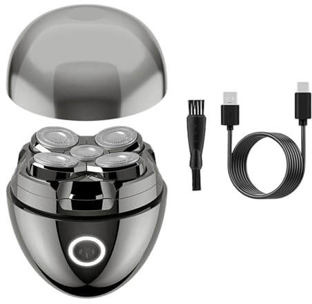 Glatzen Rasierer Herren, Magnetische Schwebender Kopf, Wasserdicht Flexibler Nass und Trocken Rasierer, Wiederaufladbar Type-C Anschluss, Leicht zu Reinigen (Silber)