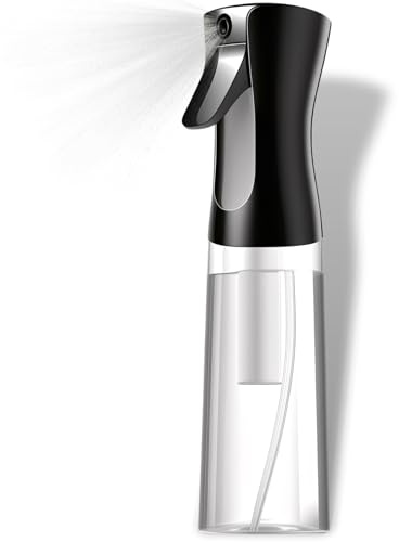 Vaporisateur d'eau continue, brume pour cheveux et eau pour coiffure, nettoyage, anti-fuite avec brume fine, flacon rechargeable pour cheveux, plantes, maison et voyage, noir et blanc