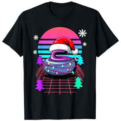 Noël Synthwave Pierre De Curling Curler T-Shirt