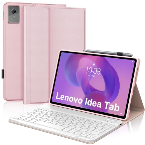 Funda con Teclado para Lenovo Idea Tab 11 Pulgadas, Español Ñ Teclado Bluetooth Inalámbrico Desmontable con Funda Protectora Delgada para Tablet Lenovo Idea Tab 11 2025 (TB336FU/TB336ZU), Rosa