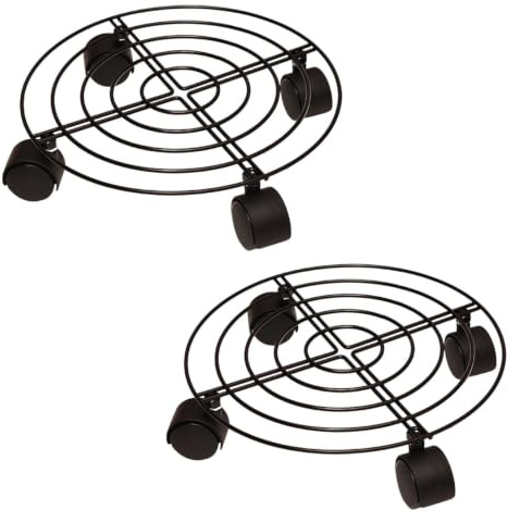 Jwthee Carrello per Piante con Ruote, 2 Pezzi Carrello per Piante su Ruote Carrello per Piante Regolabile con Ruote Supporto per Piante in Vaso Resistente in Metallo Ferro Grande