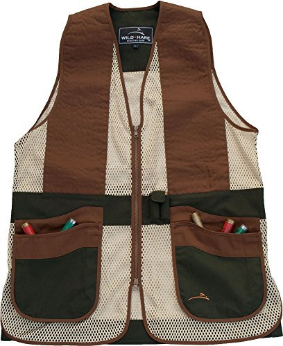 Wild Hare Shooting Gear WH-421S-FB-YL Primer Shooting Vest Primer Mesh Shooting Vest, Forest Green/Brown, Large