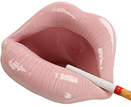 Wang-Data Creative Ceramic Cigarette Ashtrays with Lips Style Fashion Home Decorations（Pink）