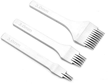 3PCS Herramienta de Punzón de Acero Blanco 2/5/10 Juego de Punzones para Cuero Bricolaje Juego de Cinceles de Costura Brida 3.0mm Accesorios para Manualidades y Artesanía | Juego de Punzones de 3 Piezas en Acero Blanco,Herramienta de Manualidades DIY y Accesorios de Artesanía