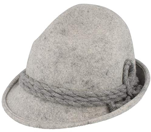 Breiter Original Herren Trachtenhut, Filzhut, Wanderhut Spitzkopf, 100% Wolle, schmaler Krempe & Wollkordel, DREI Farben